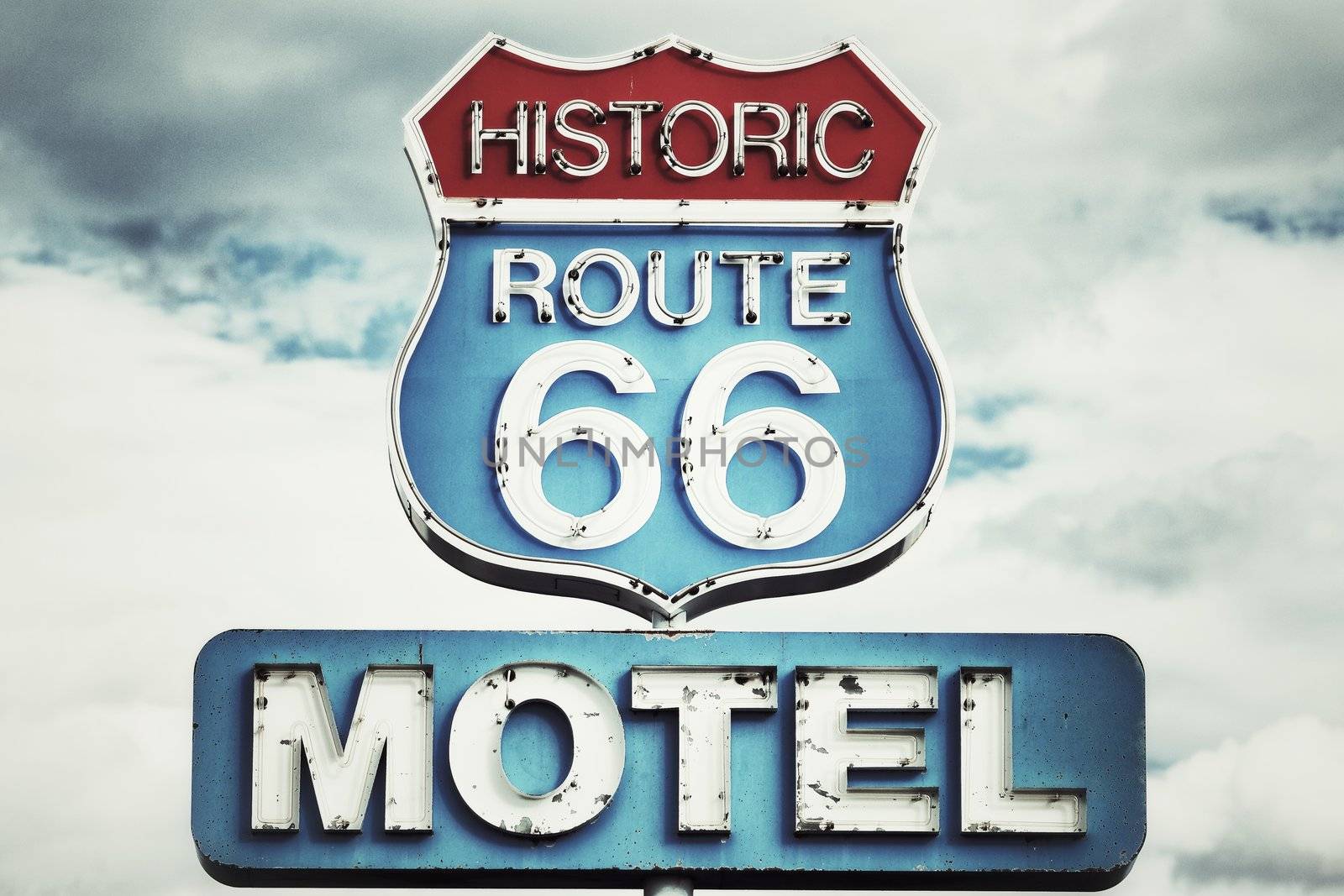 Motel sign on Route 66 USA 