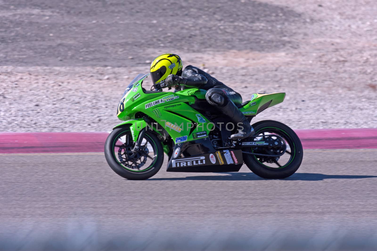 Motor Cycle Racer on the Las Vegas Speeway