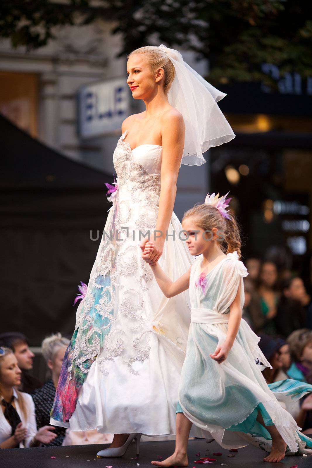 PRAGUE-SEPTEMBER 24: A model walks the runway during the 2011 autumn/winter Czech designers collection during the Prague Fashion Weekend on September 24, 2011 in Prague, Czech Republic.