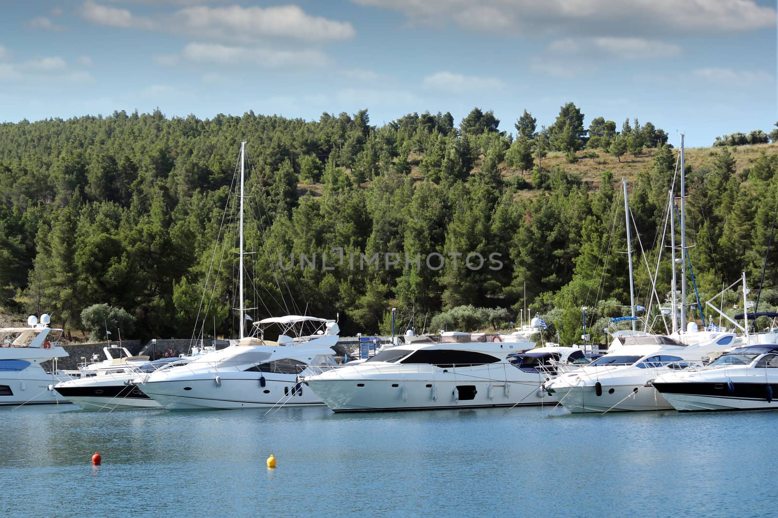 yacht and boats summer vacation scene