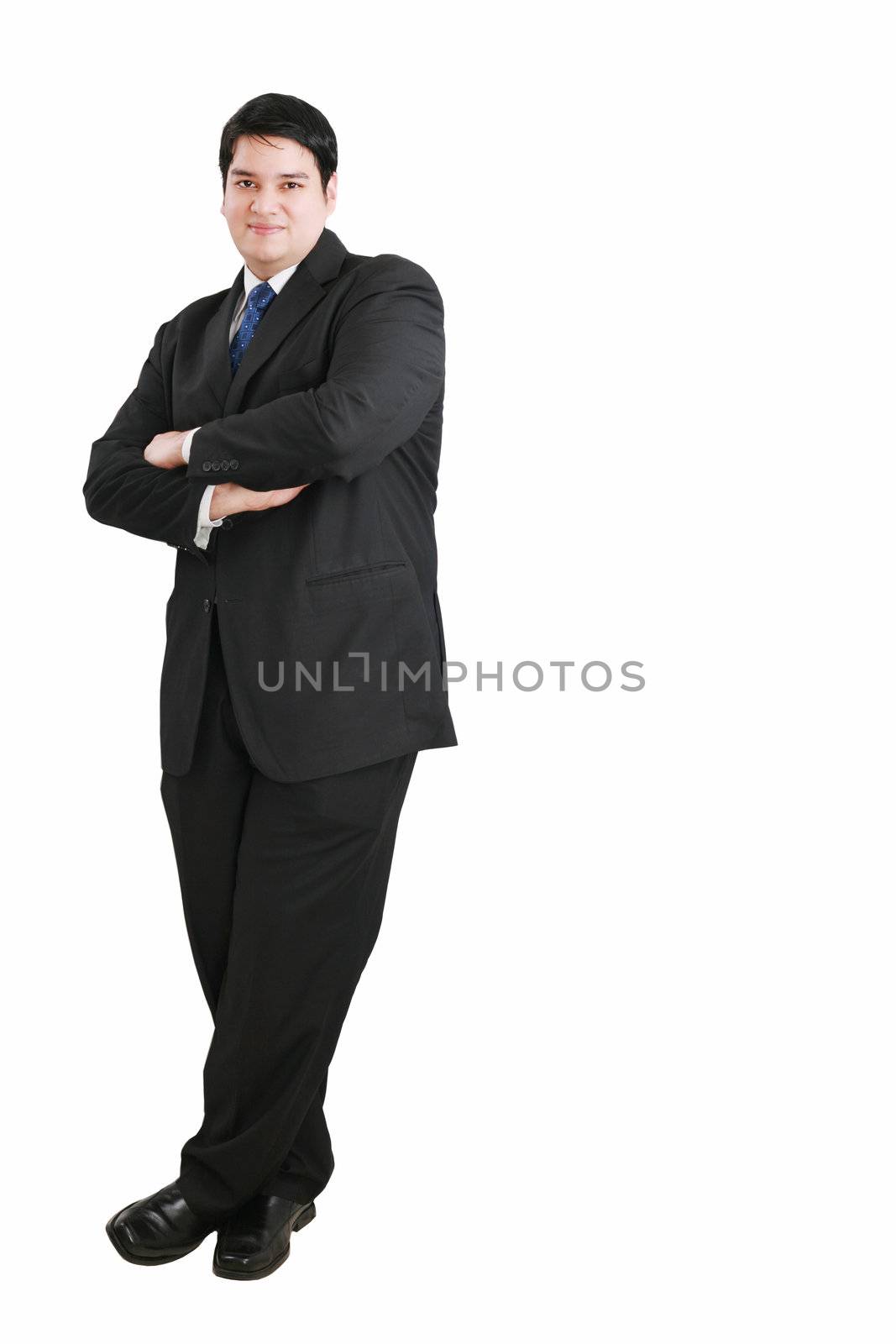 young business man full body isolated on white background