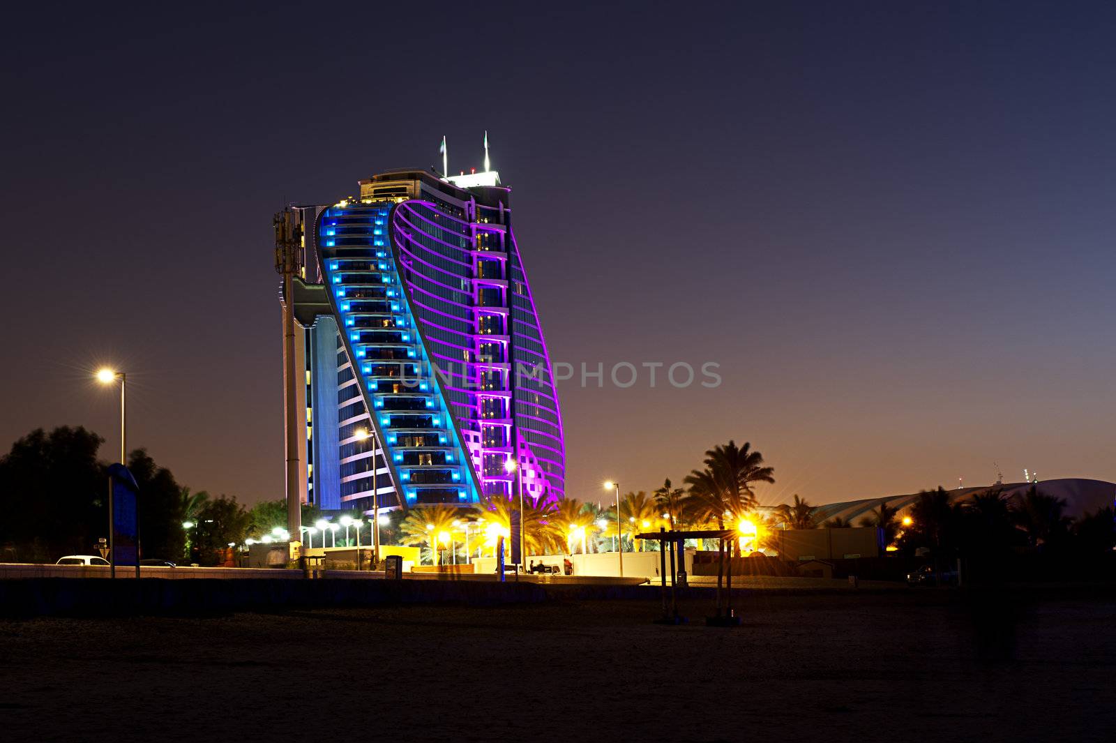 The night sign of hotel in Dubai