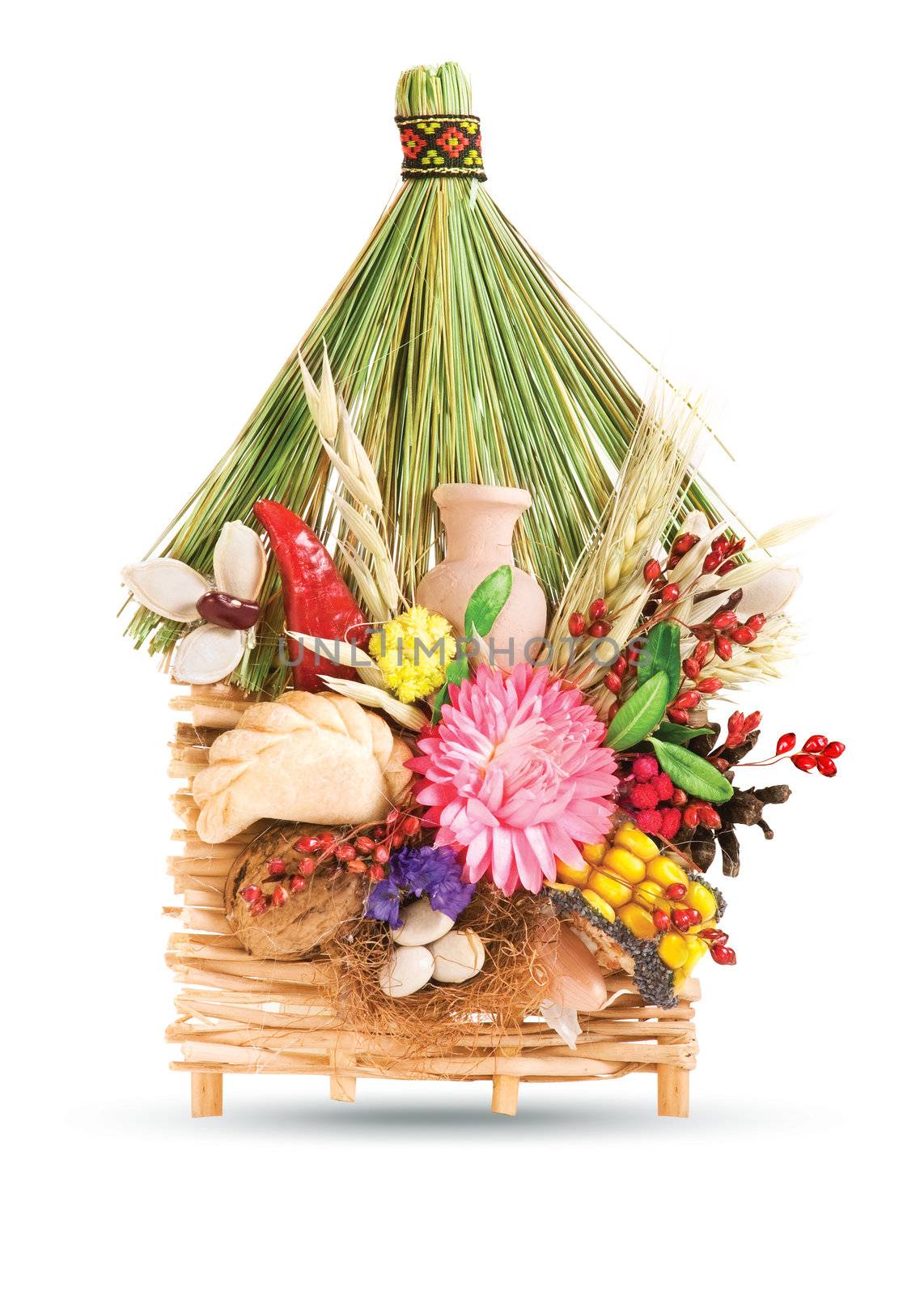 Ukrainian souvenir that made of dried materials and plants