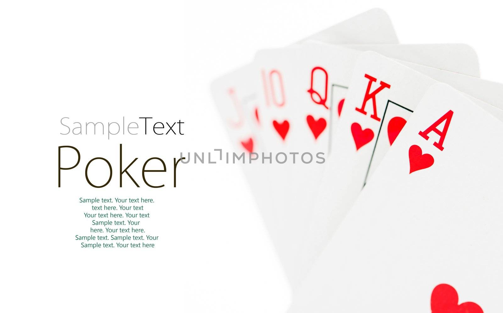 Playing cards - isolated on white background with sample text