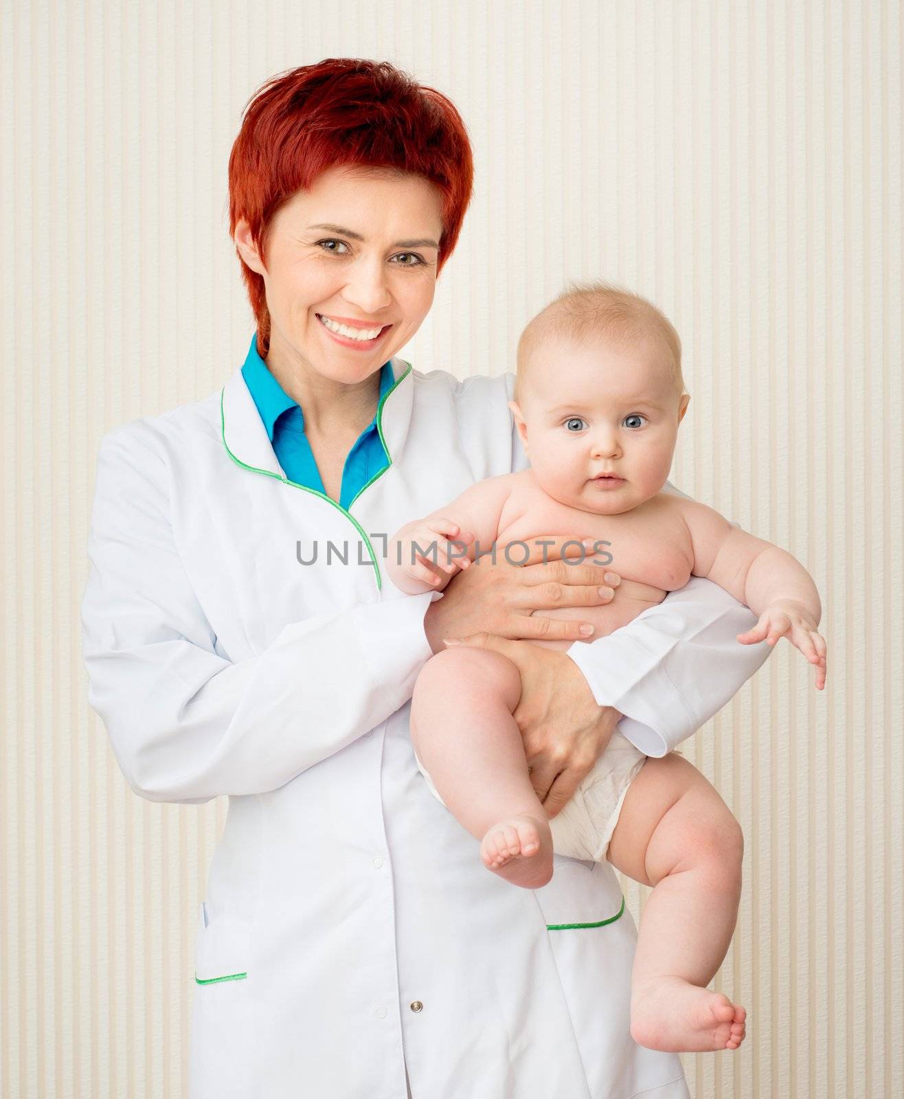 smiling doctor with small baby by GekaSkr