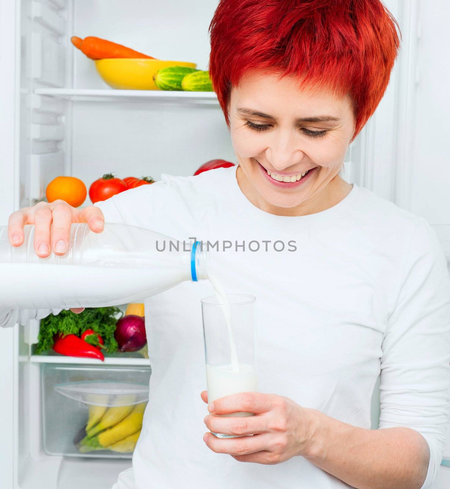 woman against the refrigerator by GekaSkr