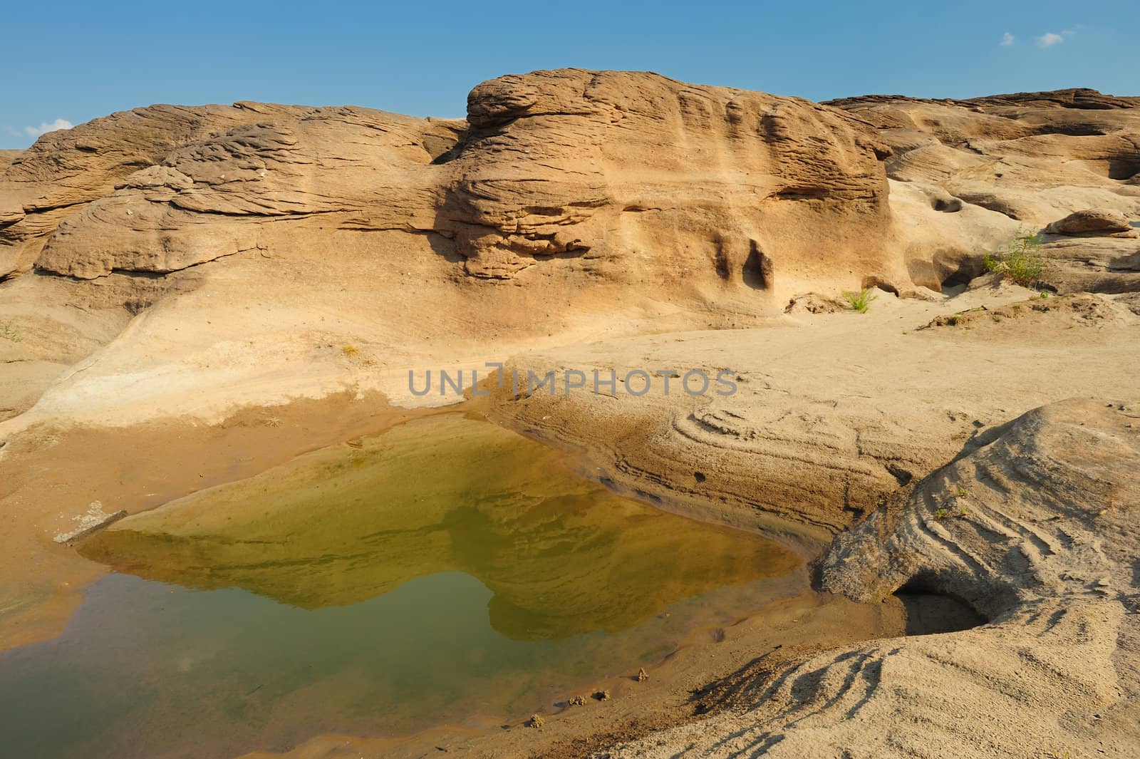 Reflection sandstone beach. by ngungfoto