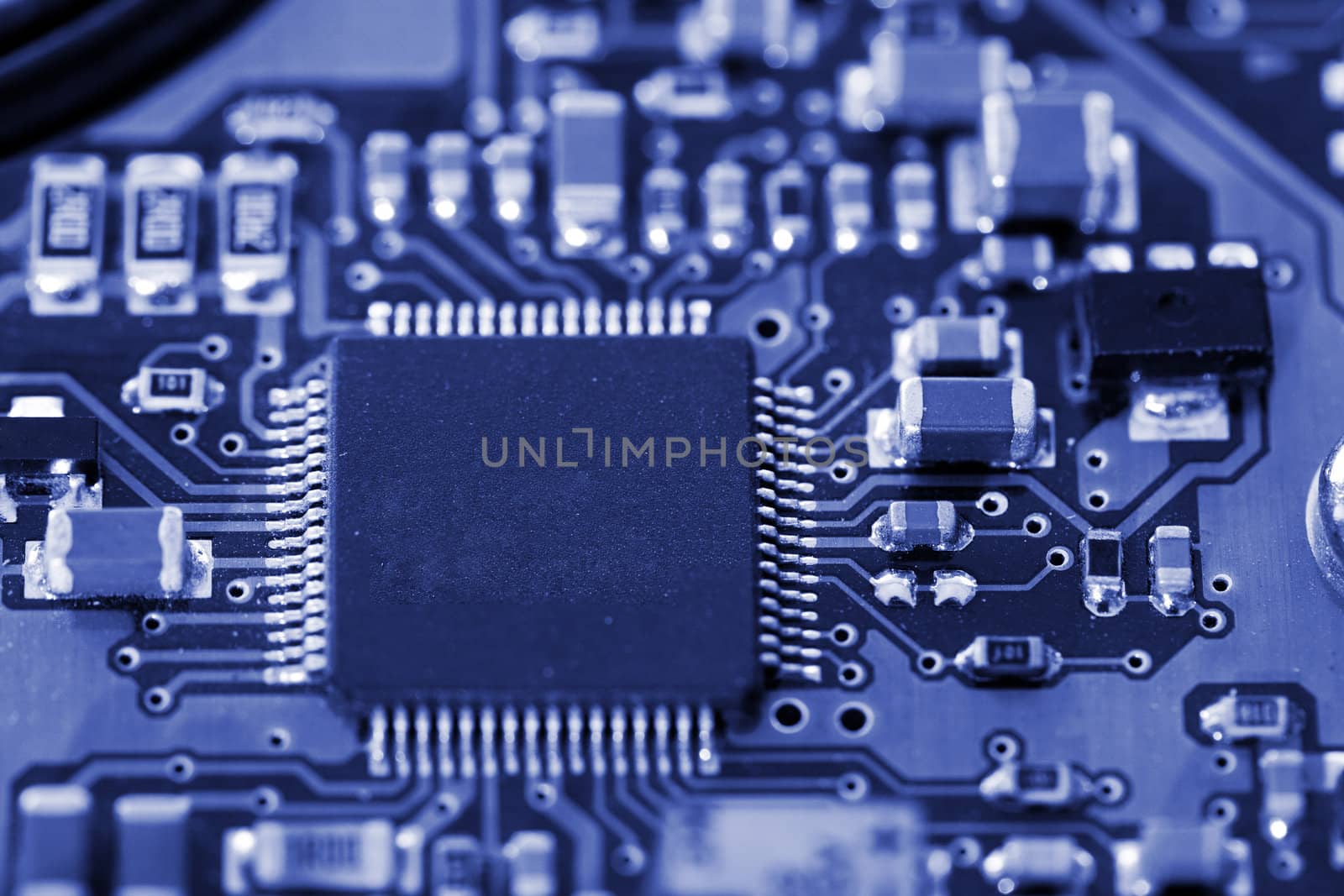 Close-up of a computer microchip