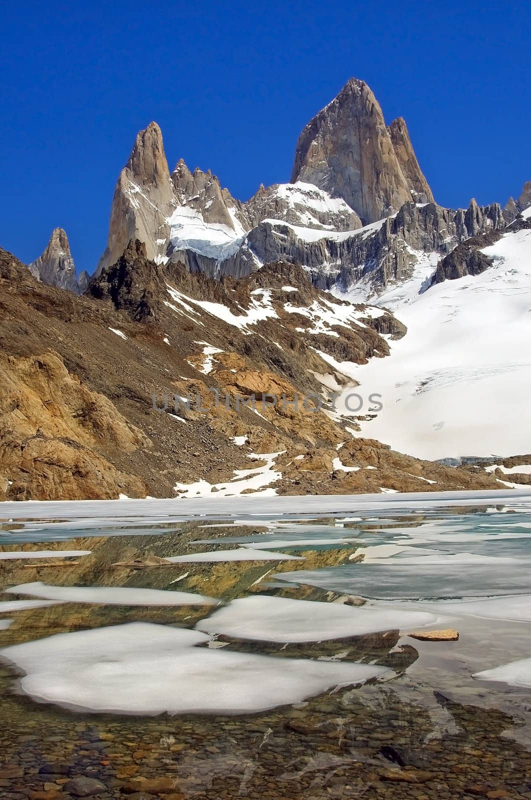 snow on top of Fitz Roy, Patagonia Argentina
