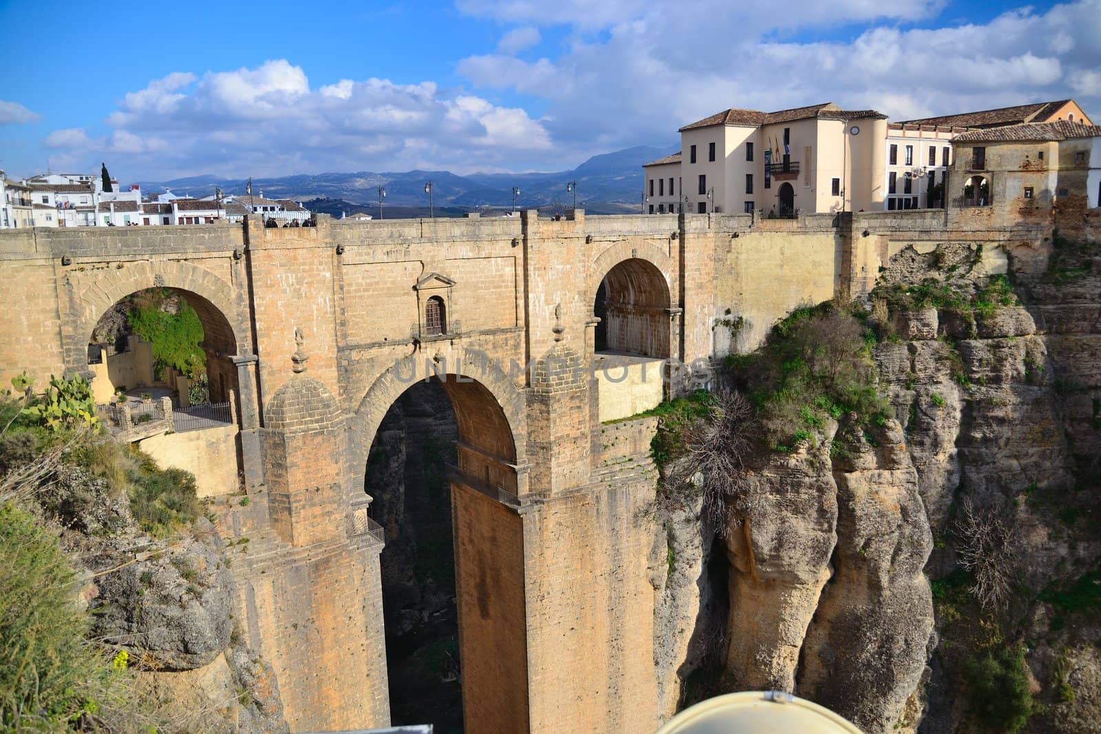 historic bridge in Ronda connecting the city between two mountains