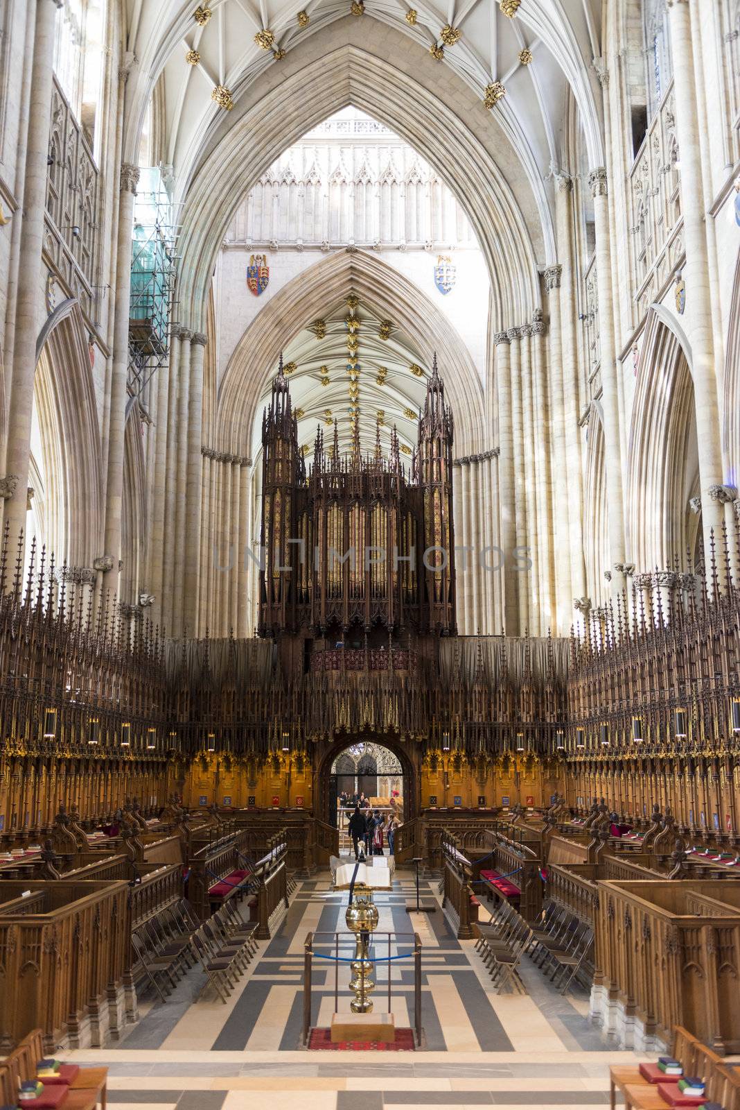 YORK, UK - MARCH 30: Quire area in the York Minster. The Quire was installed in 1829, whereas the cathedral dates back from 1291. March 30, 2013 in York.