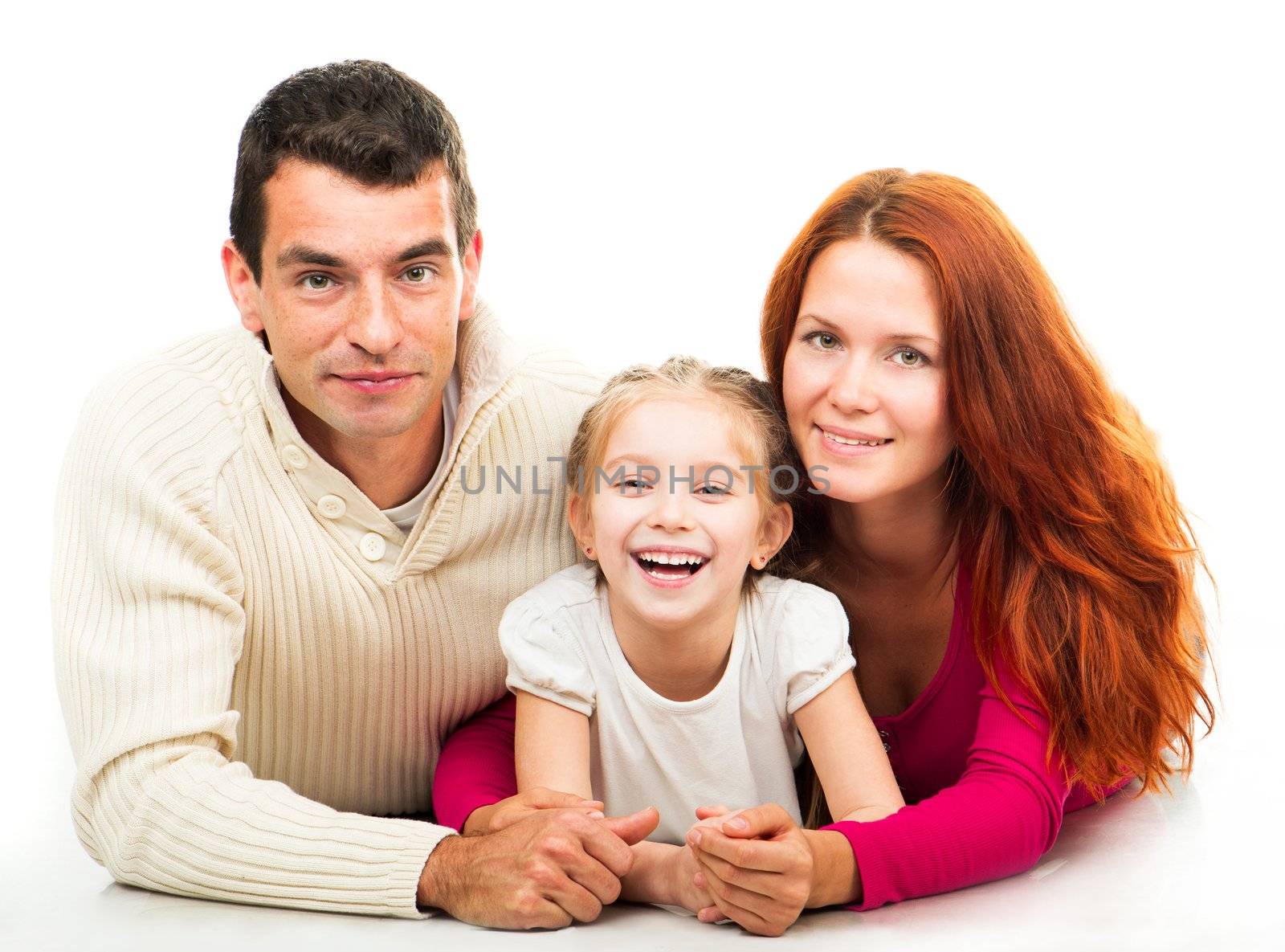 Happiness family on the white background