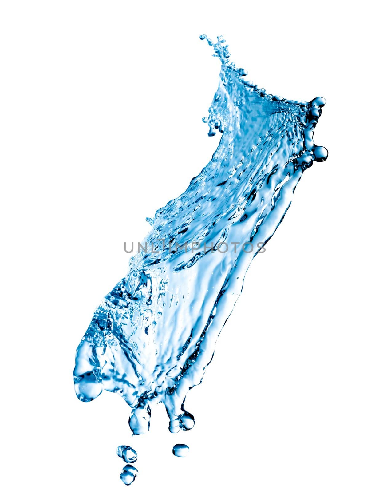 blue splash close up shoot isolated on a white background