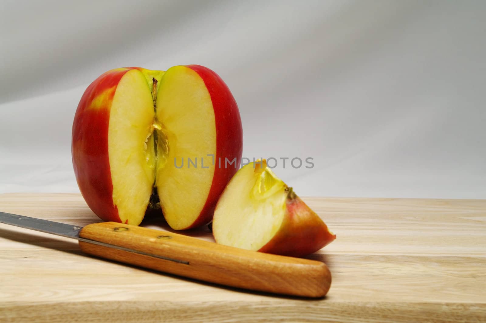 An apple sliced ready for eating 