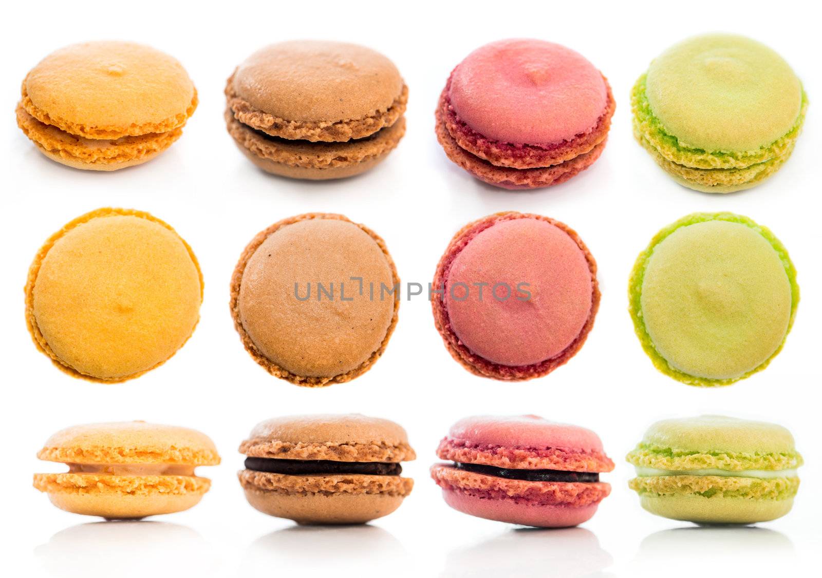 Set of tasty cookies macaroon isolated on a white background