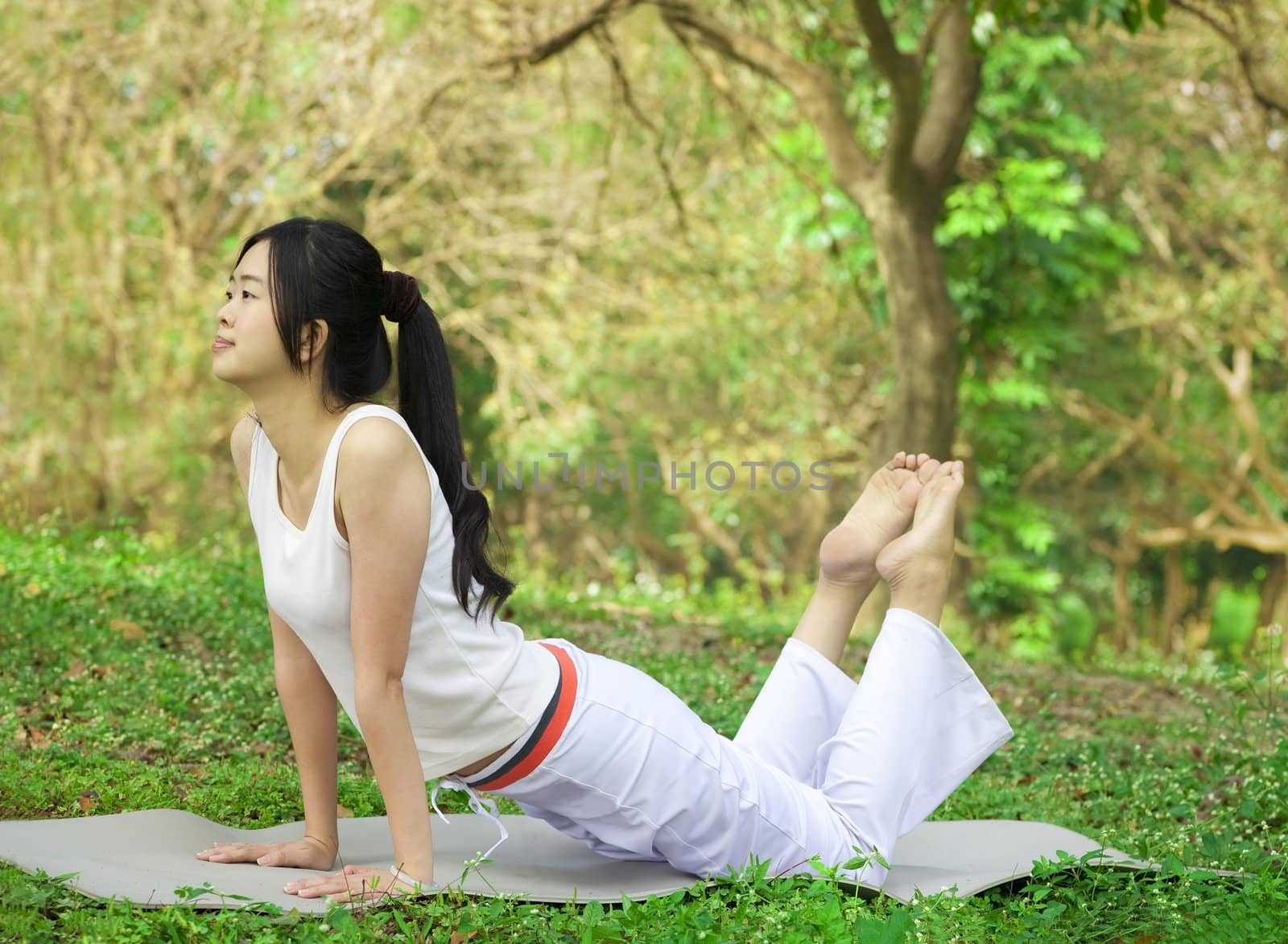 yoga young woman on park by tomwang