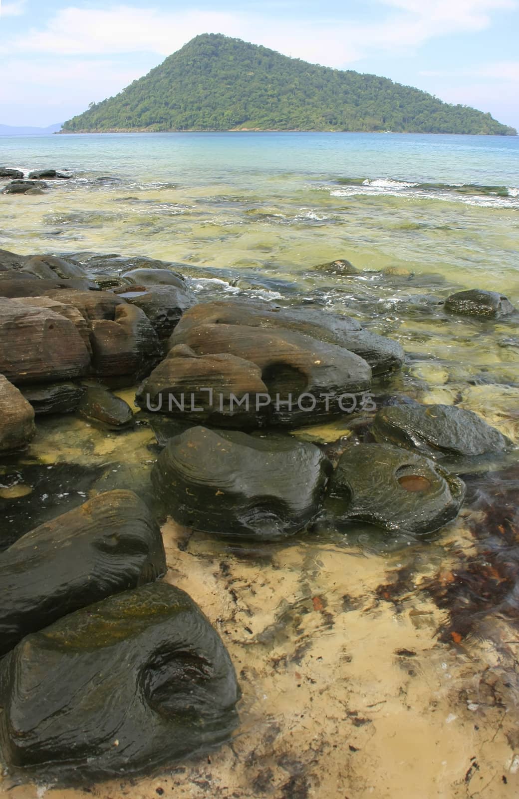 Koh Kon island seeing from Koh Rong Samlon island, Gulf of Thailand, Cambodia, Southeast Asia