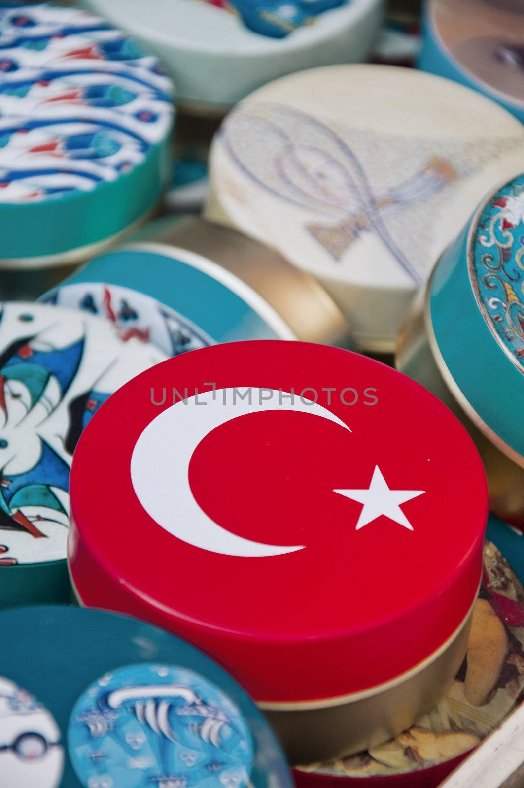 Hand-made Turkish souvenirs, objects and pottery with traditional designs, legacy of Ottoman Empire, Istanbul