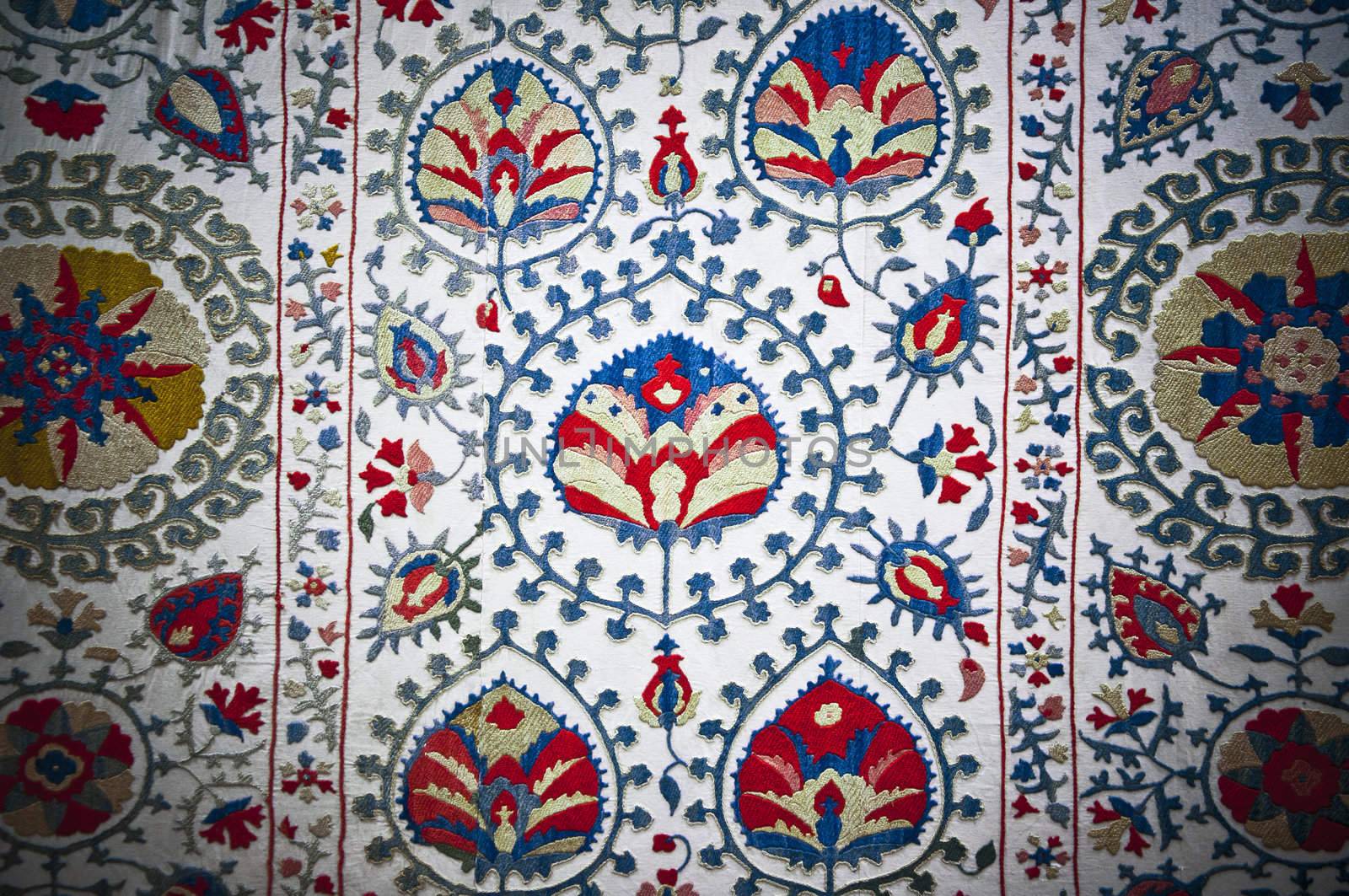 Detail from Turkish fabric with traditional floral designs