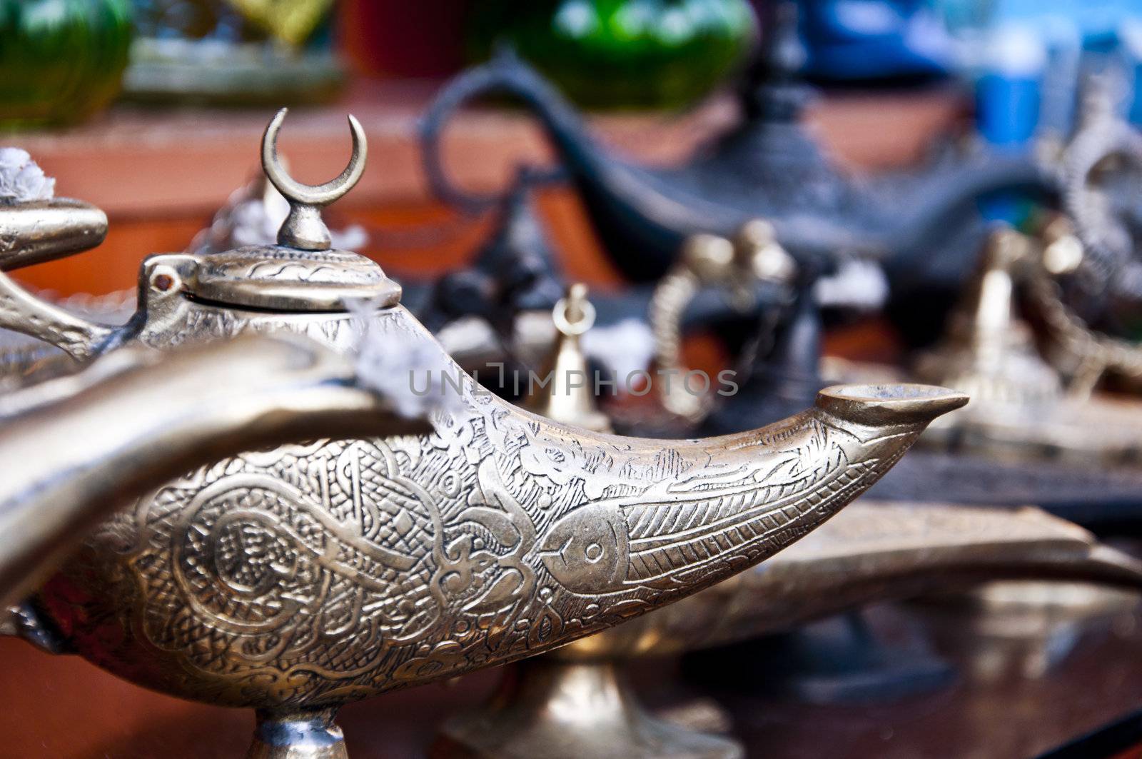 Aladdin's lamp, touristic souvenirs sold in old Grand Bazaar in Istanbul, Turkey