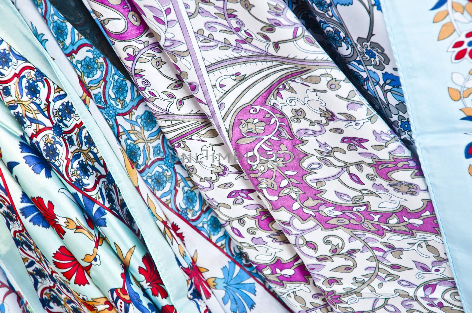 Detail from Turkish fabric with traditional floral designs
