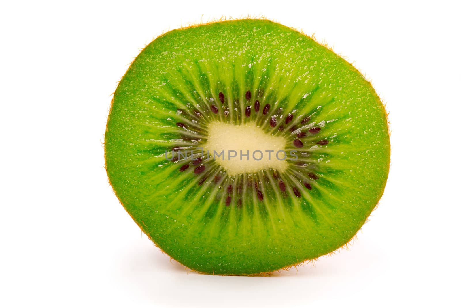 A sliced kiwi fruit, isolated on white