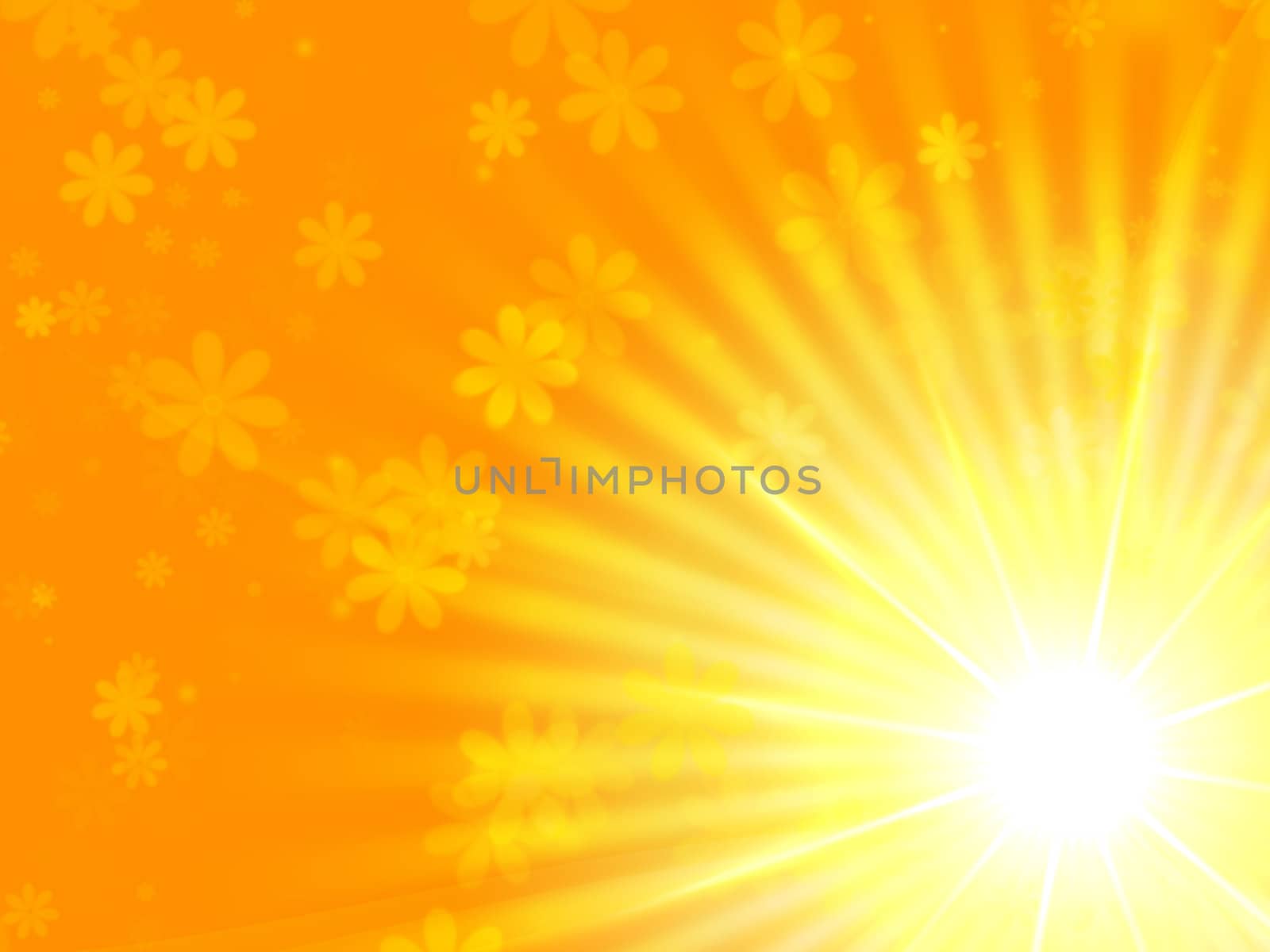 sun yellow light with flowers by marinini