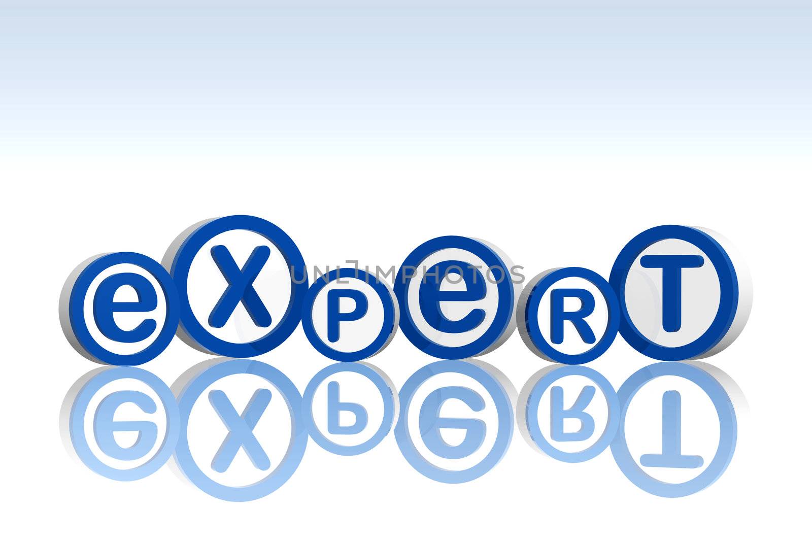 3d blue white circles with text expert