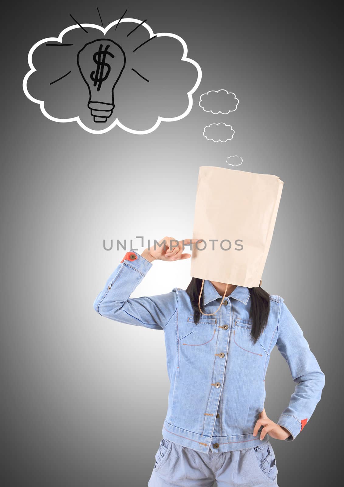 Businessman with an idea, drawn light bulb above his head 
 by rufous