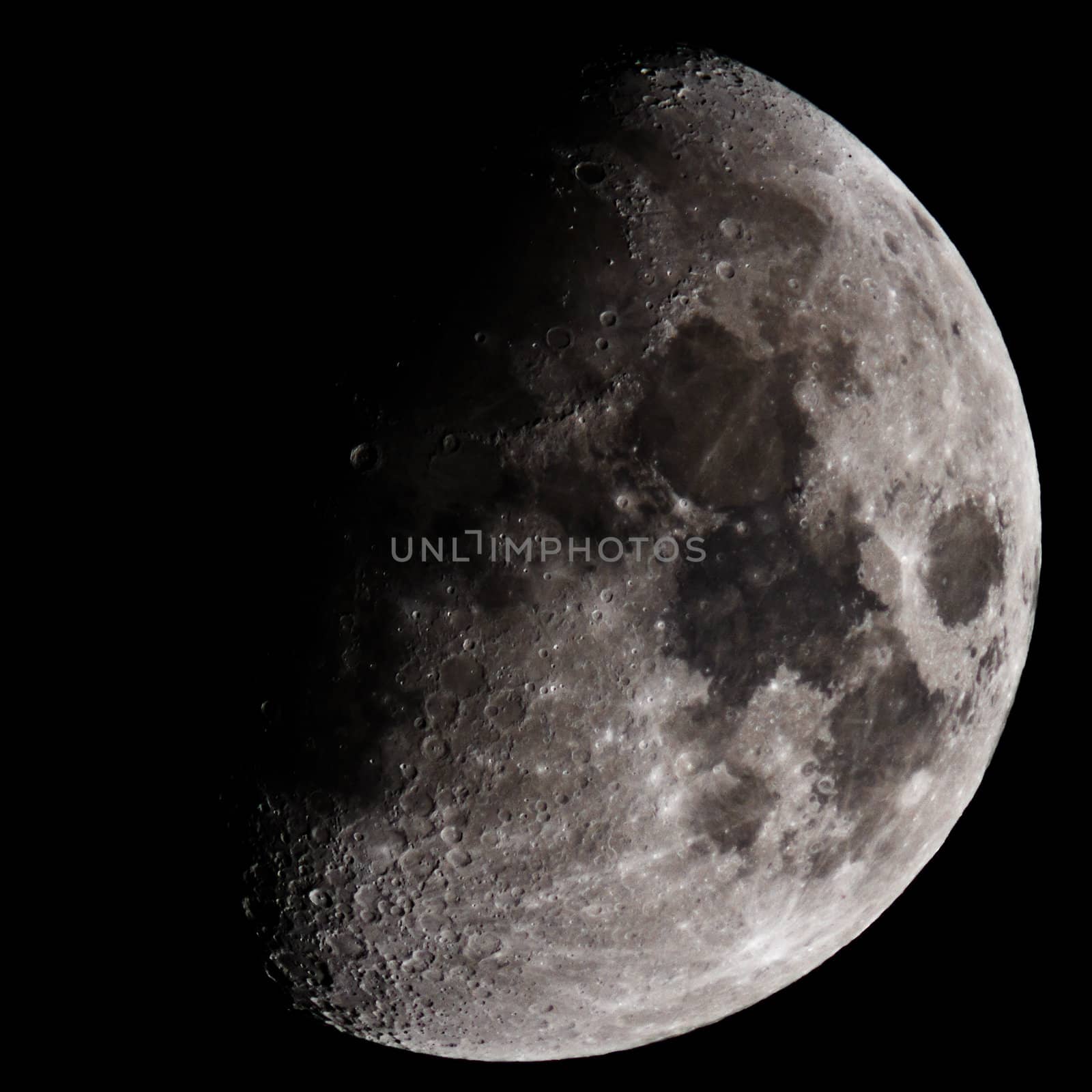 Moon closeup showing the details of the lunar surface.