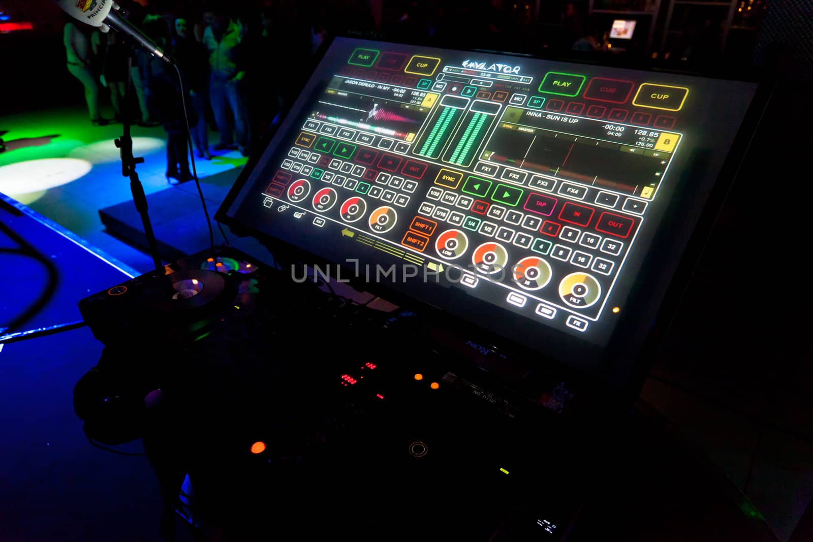 CHICLANA, SPAIN - JAN 27: This is the tactile mixer of the party of the hot mix energy danceflor of the Los 40 Principales  on Jan 27, 2012 in Chiclana, Spain
