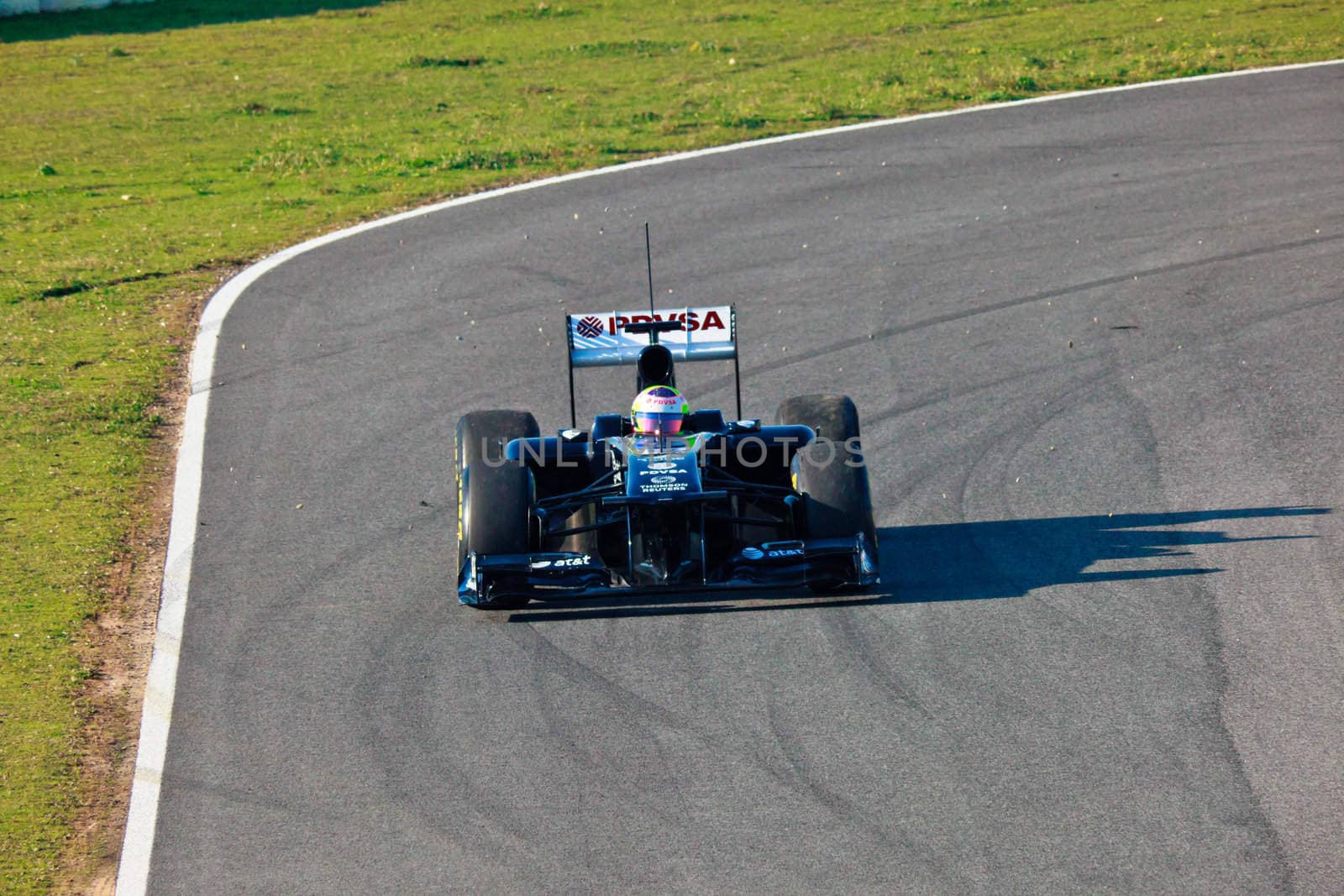 JEREZ DE LA FRONTERA, SPAIN - FEB 11: Pastor Maldonado of Williams F1 races on training session on  February 11 , 2011, in Jerez de la Frontera , Spain