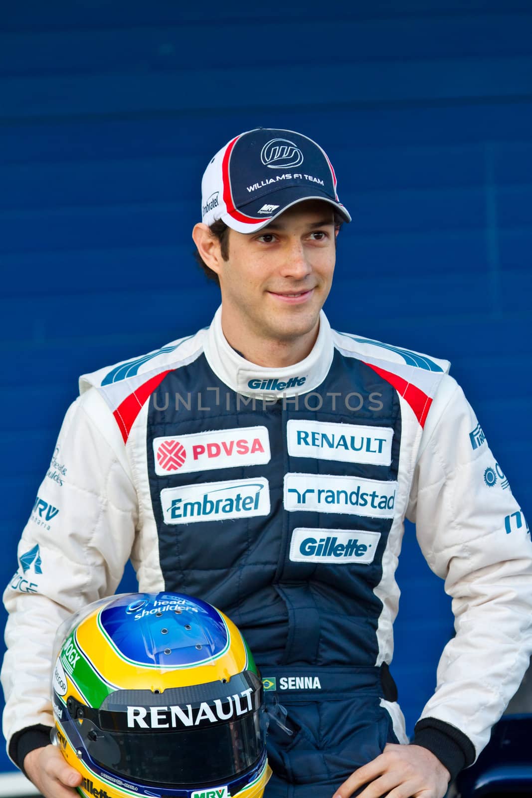 JEREZ DE LA FRONTERA, SPAIN - FEB 06: Bruno Senna of Williams F1 on the presentation of the F1 Car FW34 of Williams on February 06 , 2012, in Jerez de la Frontera , Spain