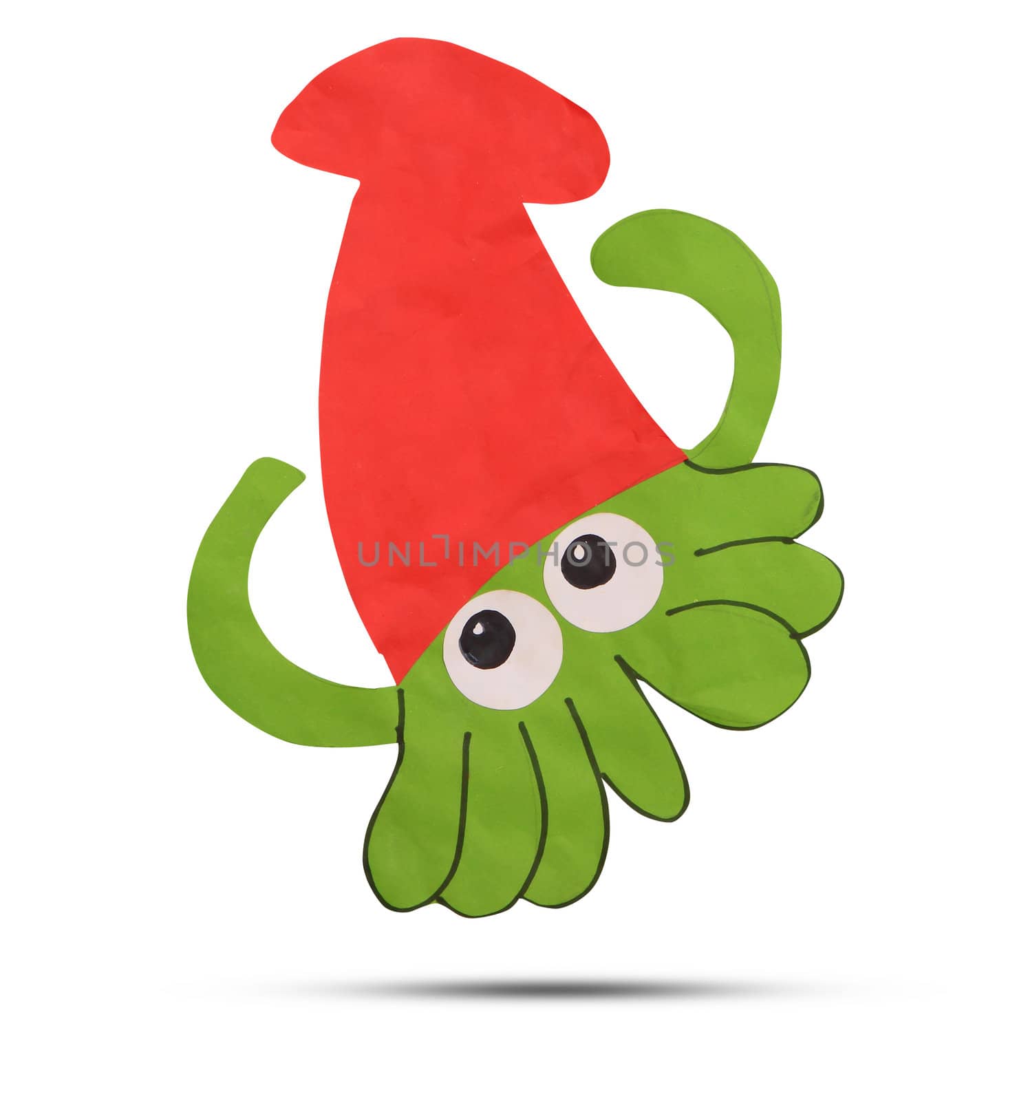Funny cartoon octopus isolated on white background 
 by rufous