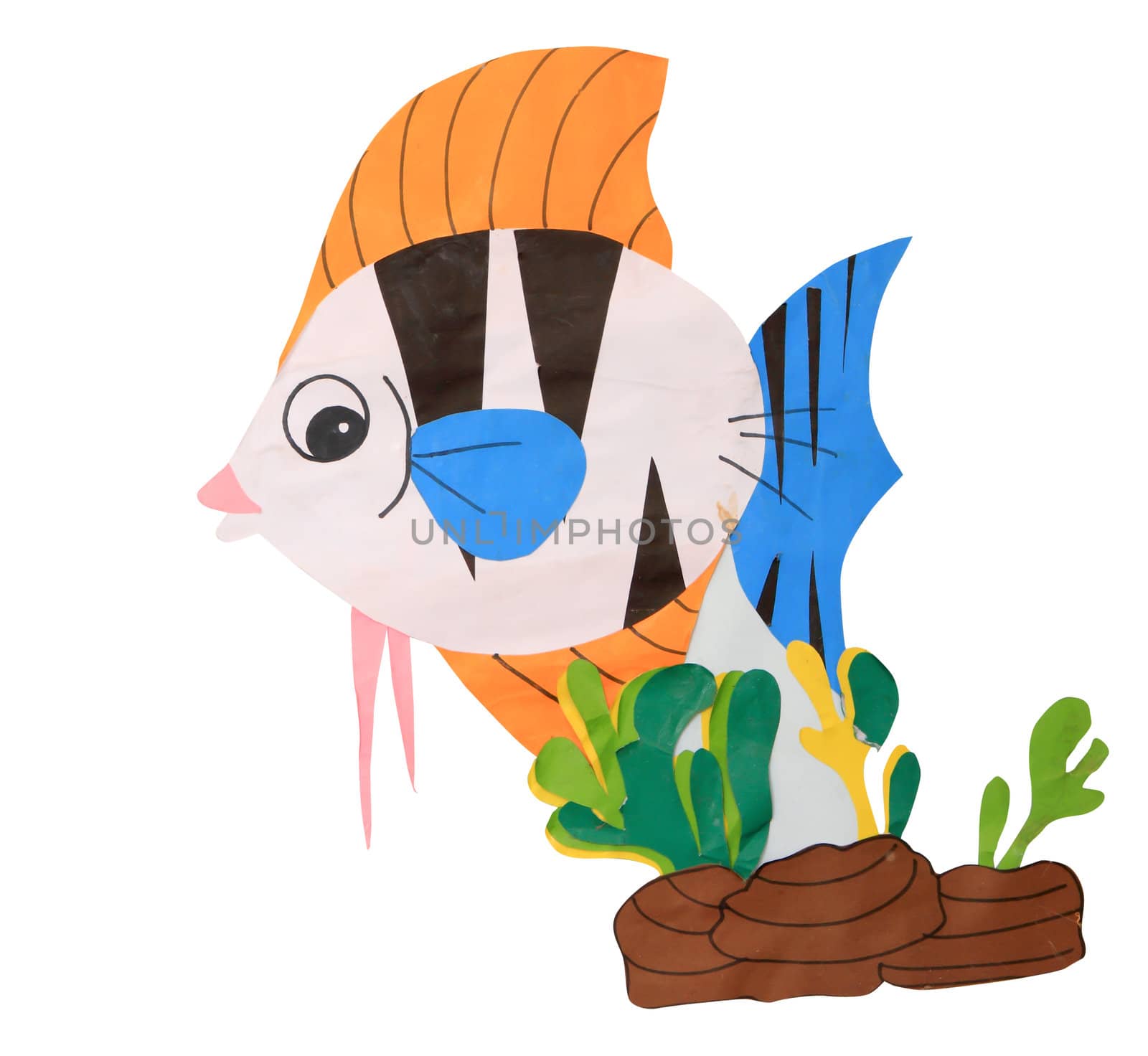 cartoon fish made ​​of paper. by rufous