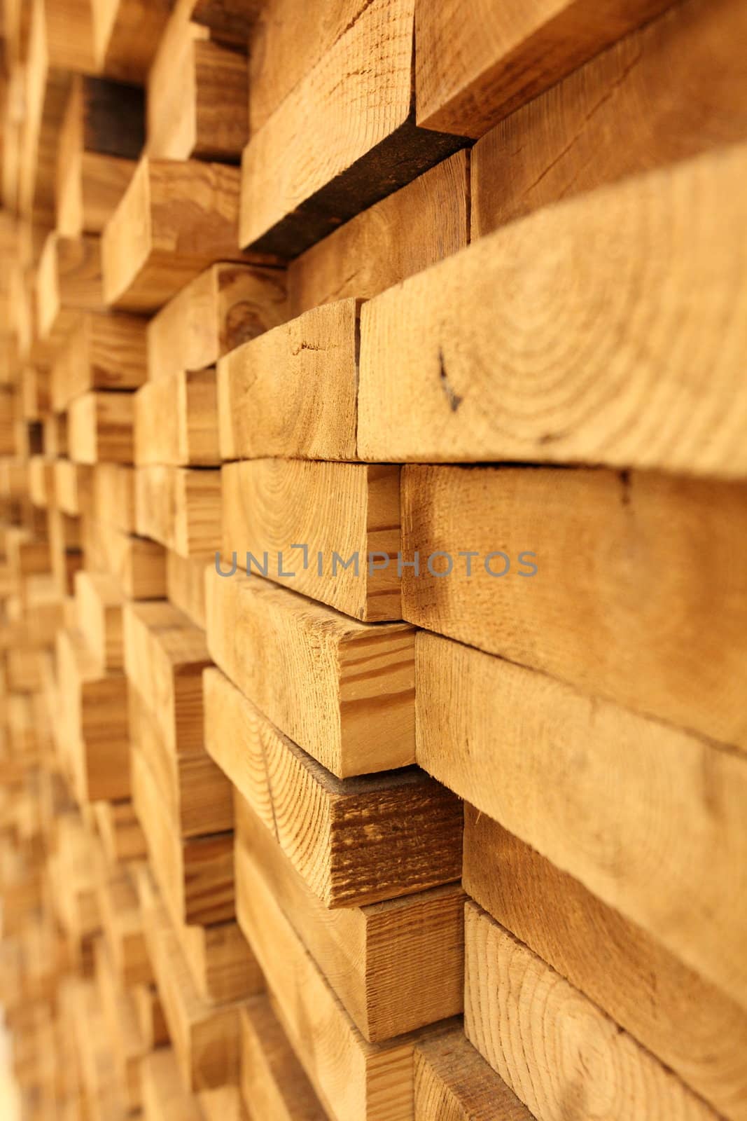 Wooden block wall design showing texture,grain , and depth