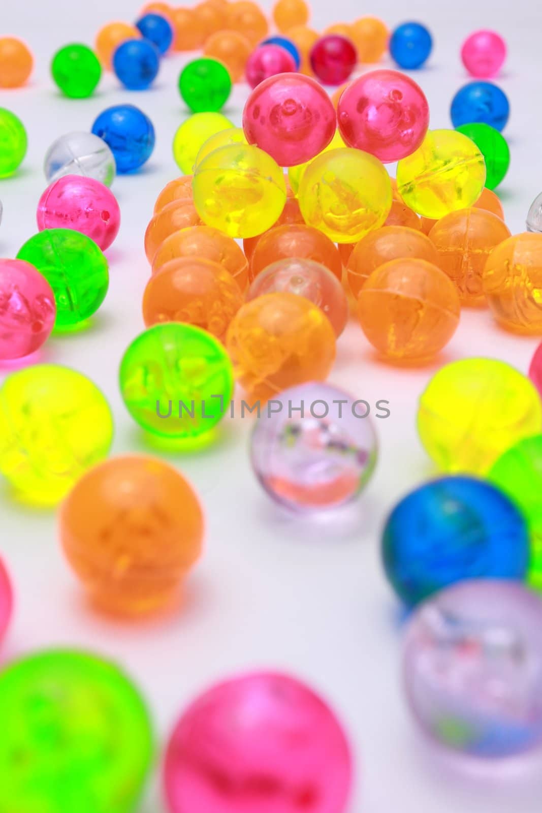 Coloured balls on white background