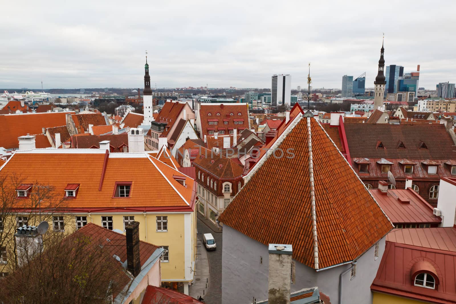 Panoramic View on Old Town of Tallinn from Above, Estonia