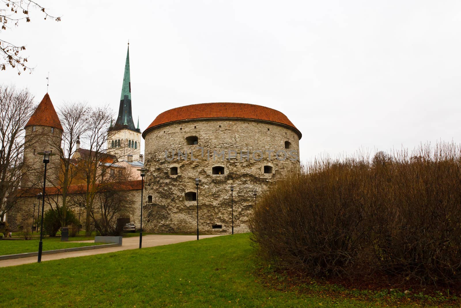 City Wall and Tower Fat Margarita in Old Tallinn, Estonia