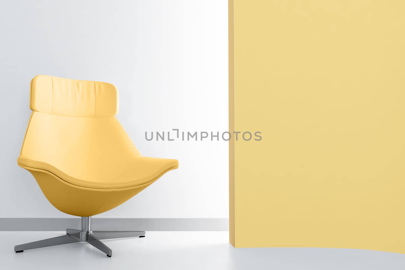 yellow luxury armchair in empty light room