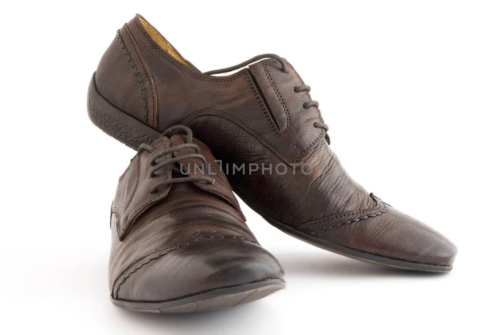 luxury leather man's shoes on a white background
