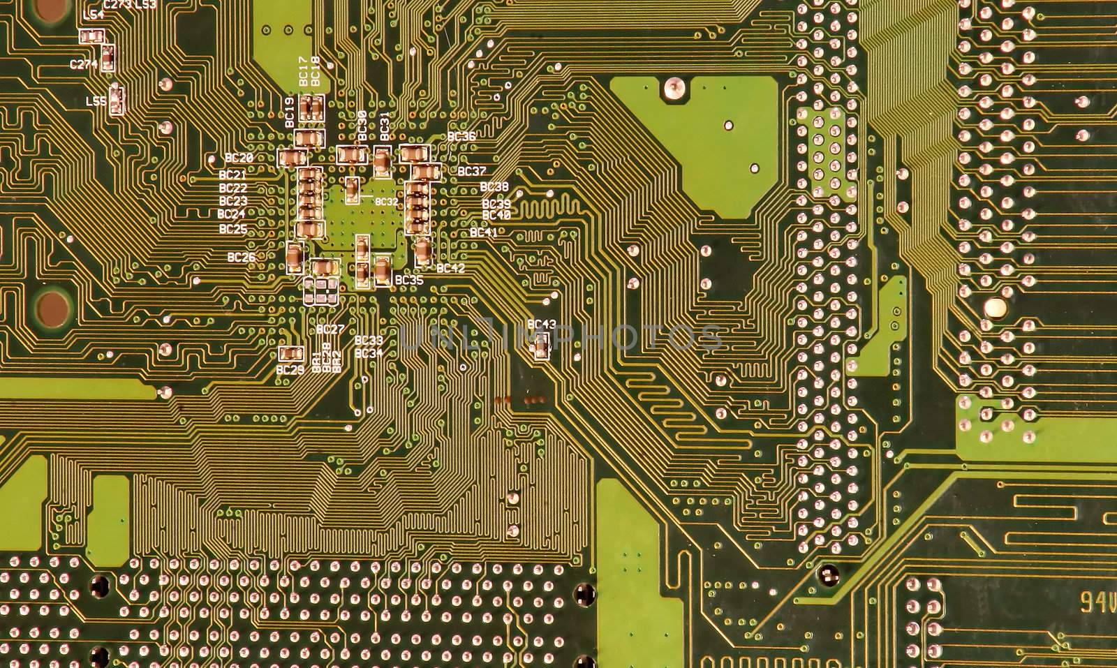 Close up on a printed circuit