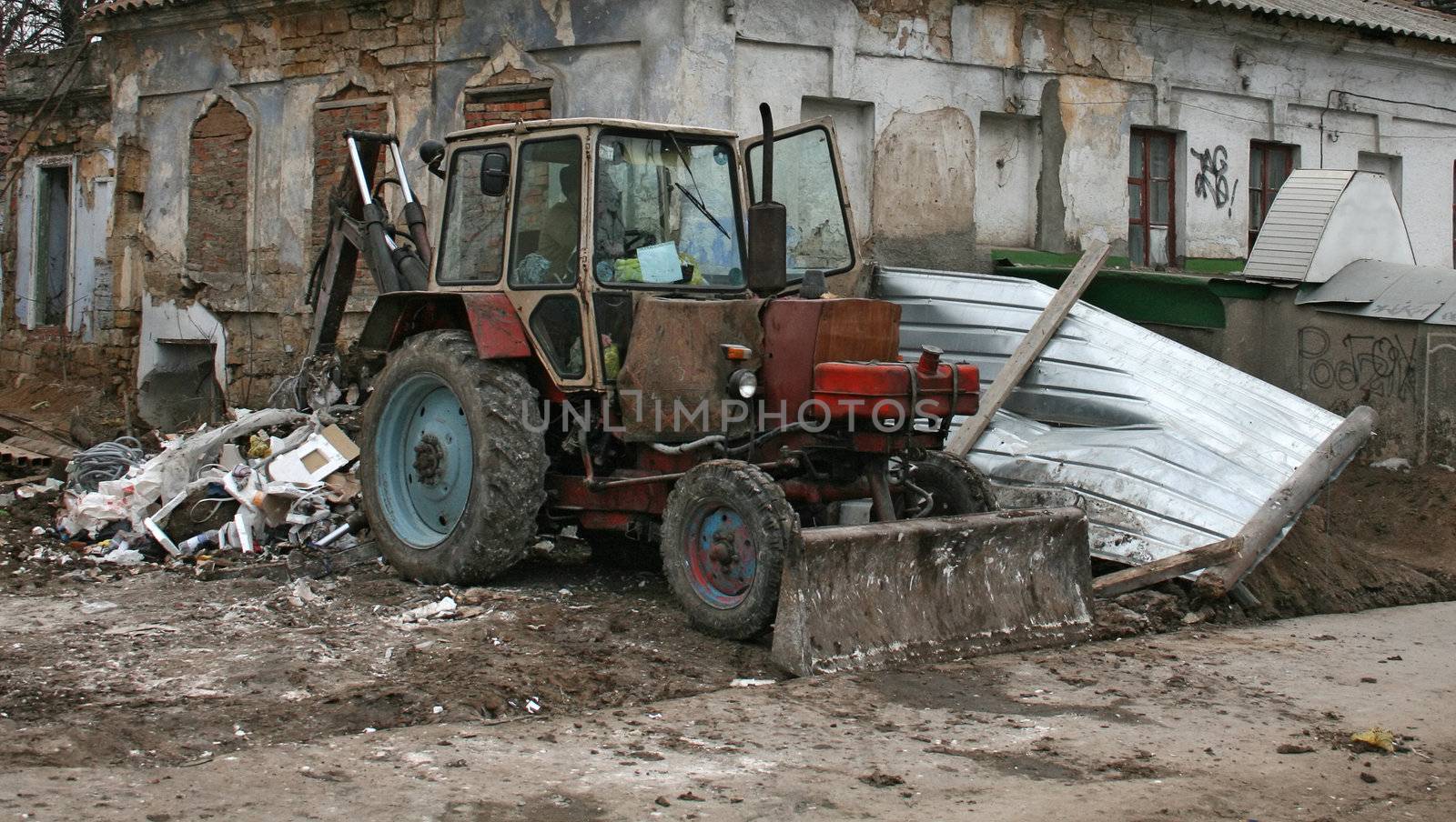 Dirty tractor by Gdolgikh