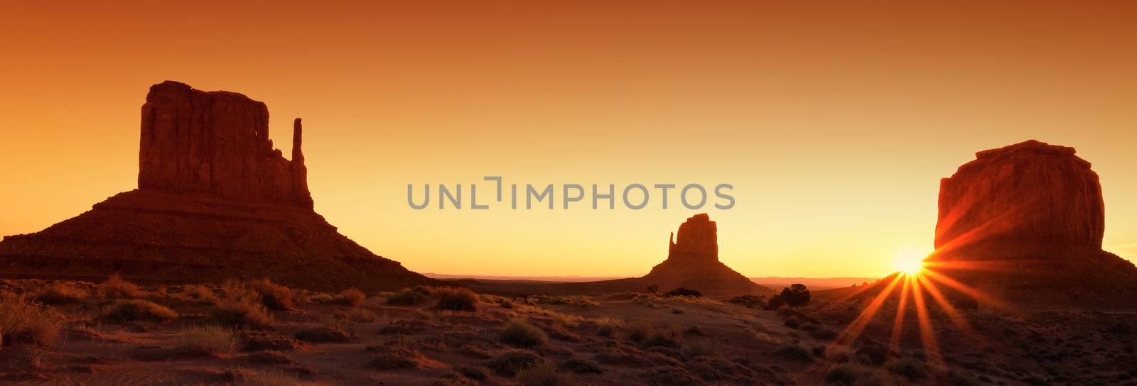 famous Monument Valley at sunrise by vwalakte