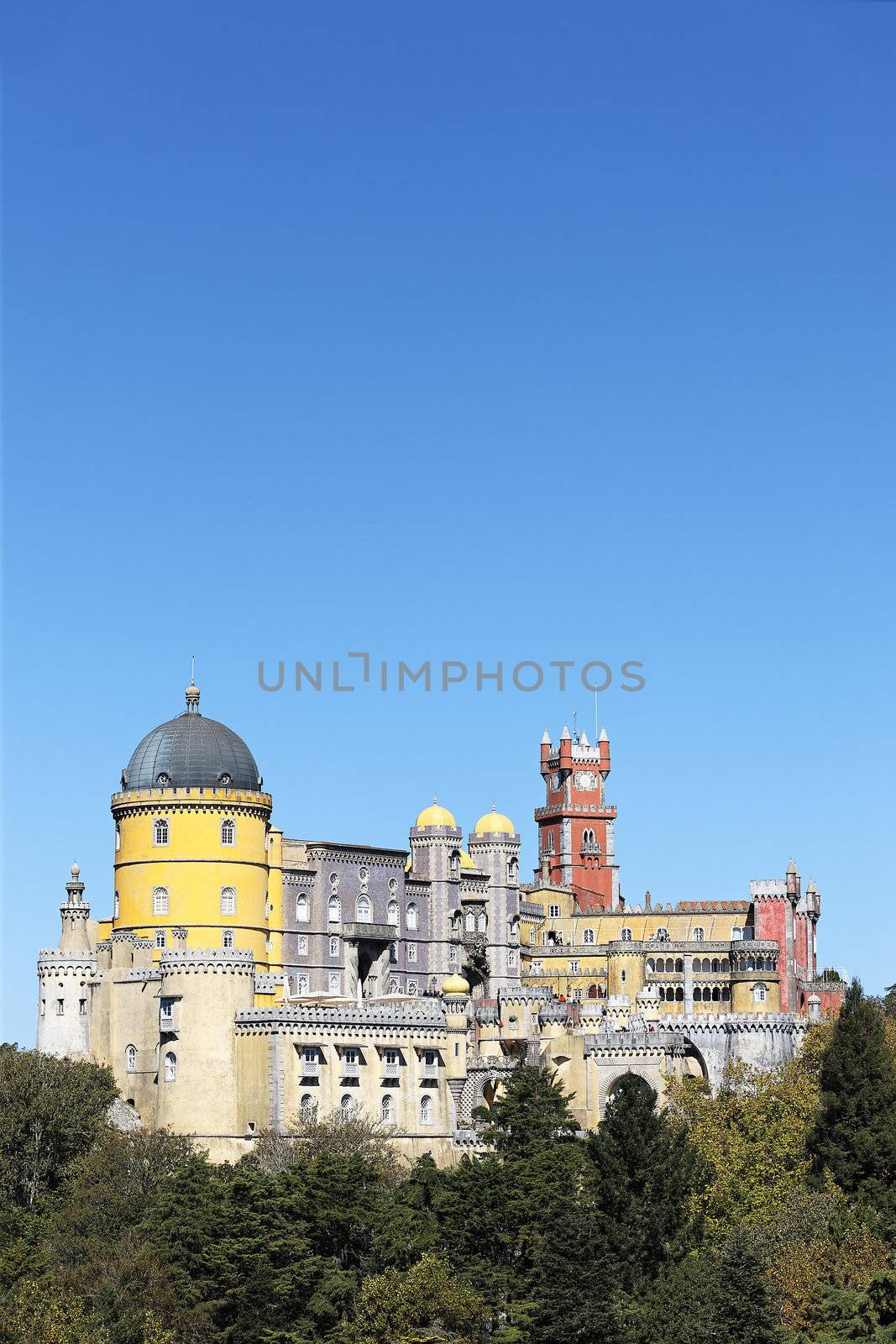 vertical view of Pena National Palace in Sintra, Portugal