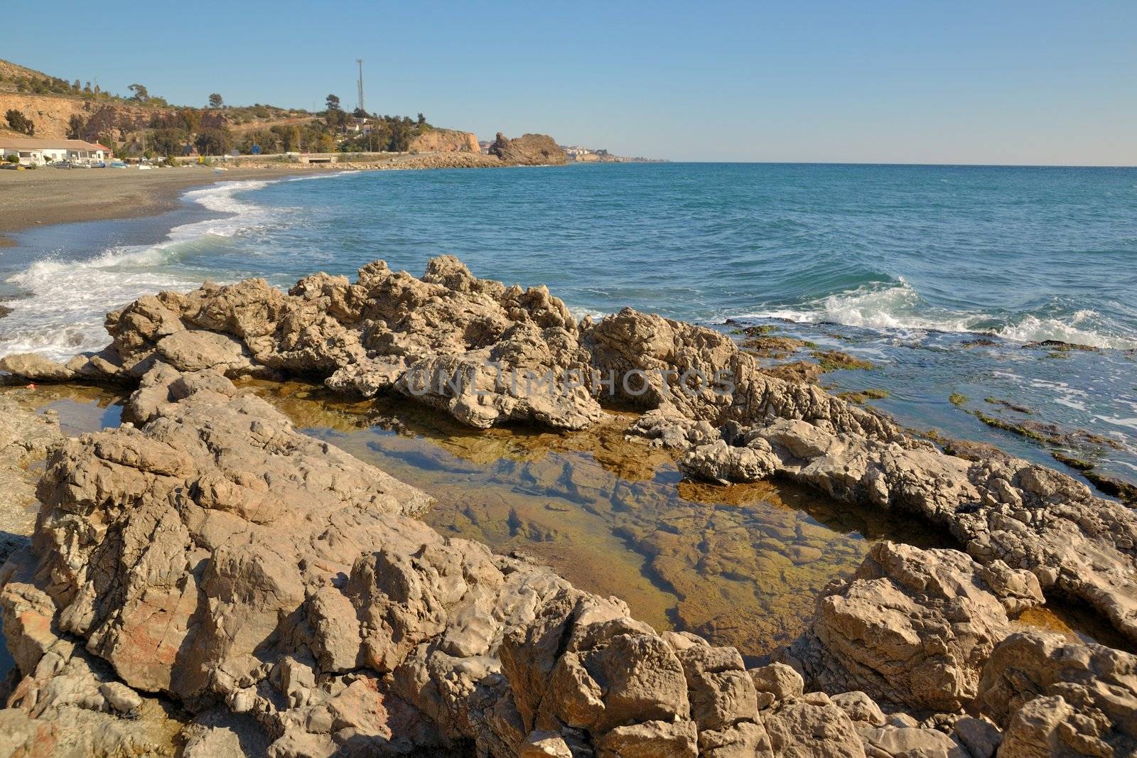 rocky beaches on the east side of Malaga