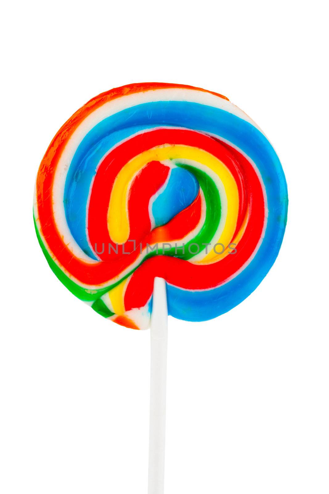 Colorful spiral lollipop isolated on white background by motorolka