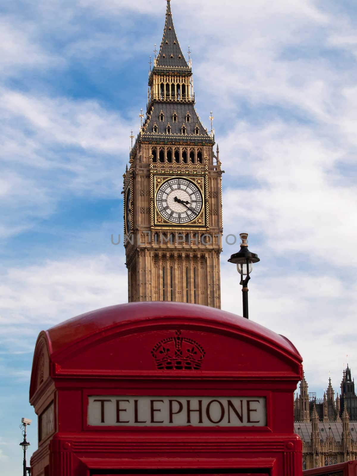 Big Ben and telephone box in London UK