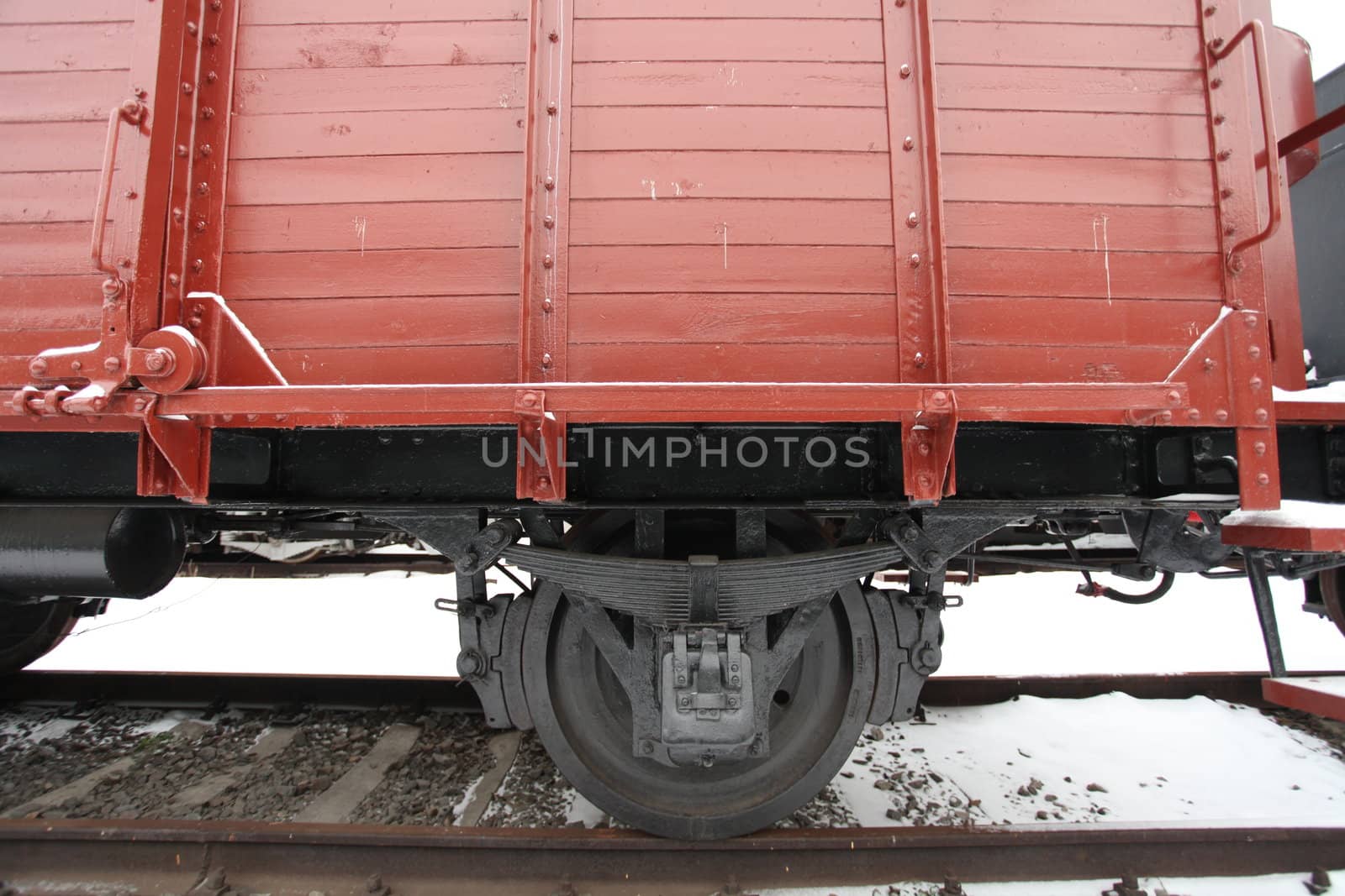 fragment of an old railway car at the station