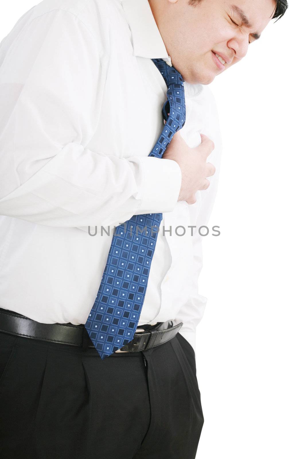 Man dressed in formal wear having a heart attack by dacasdo